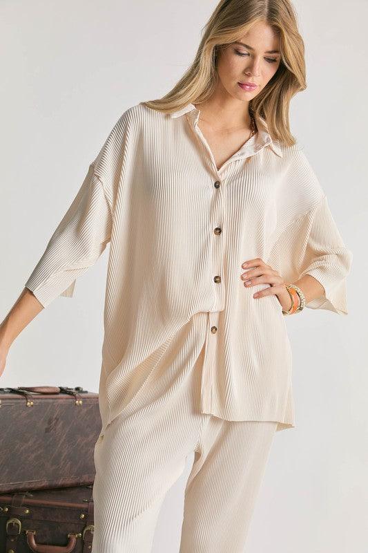 SOLID BUTTON DOWN TOP - Azoroh
