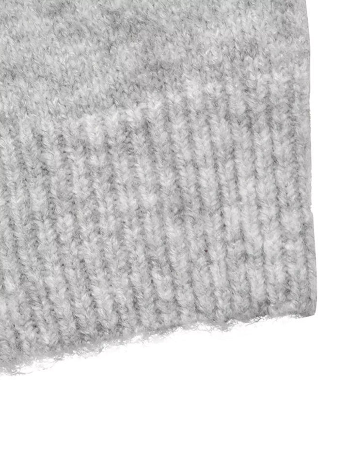 Brushed knit button-down cardigan with ribbed crew neck