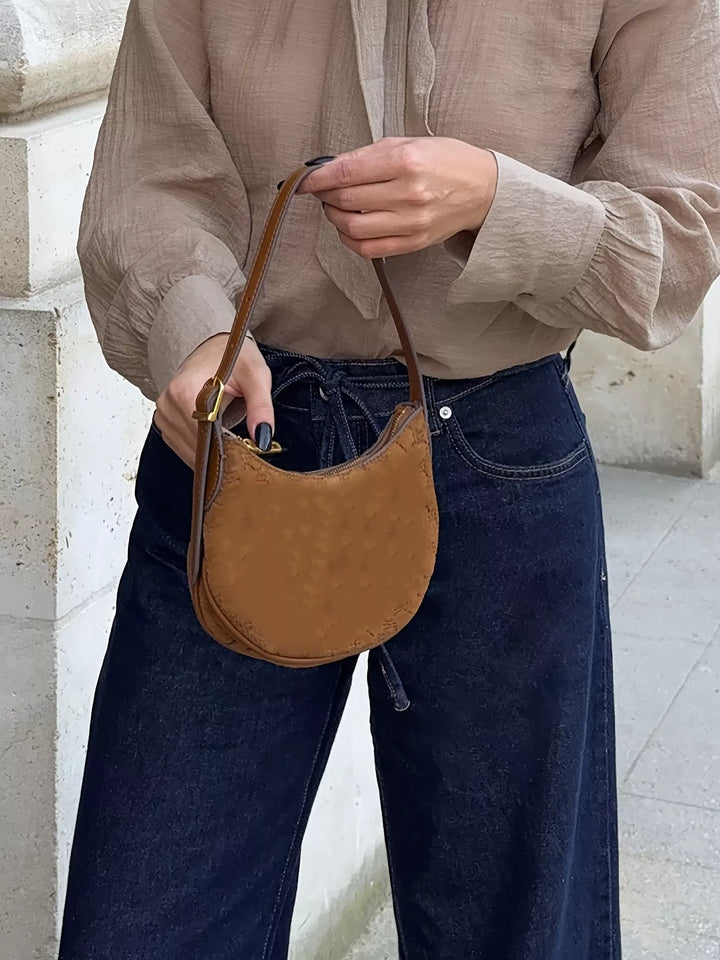 Tied-waist loose flare jeans in rigid cotton denim