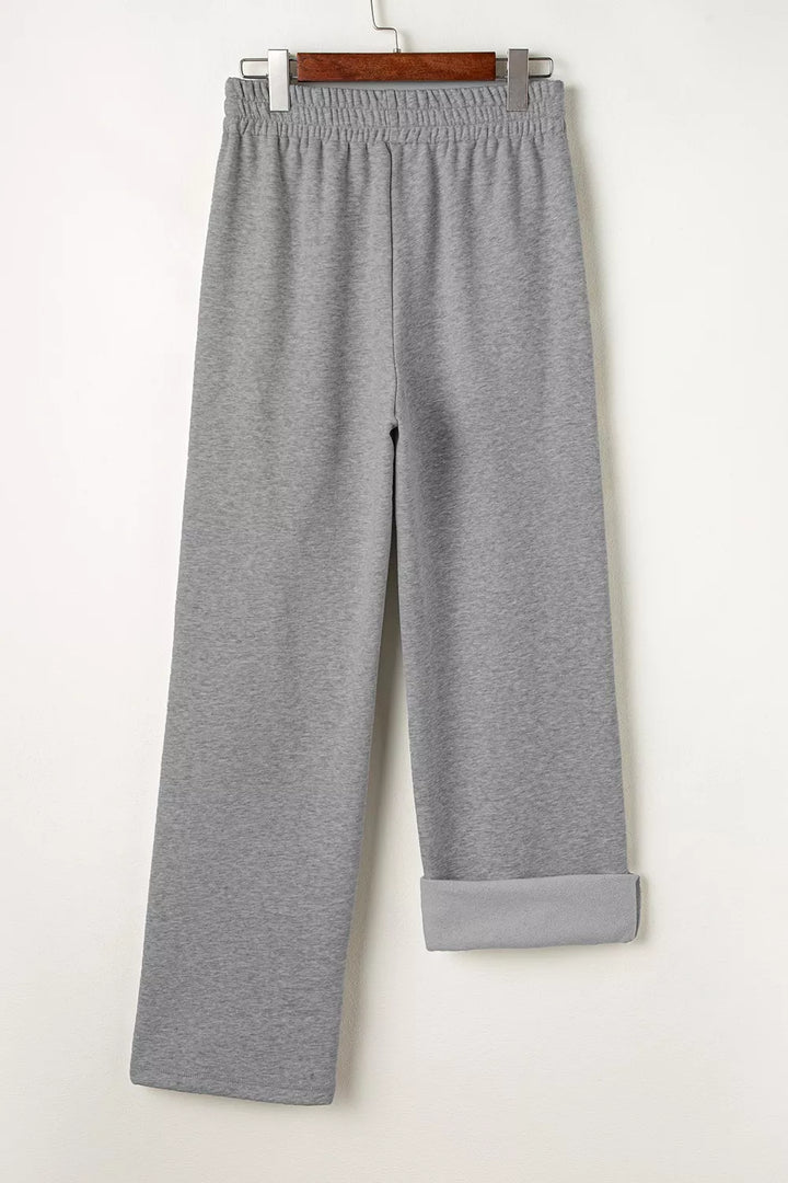 Drawstring straight-leg lounge pants with side pockets