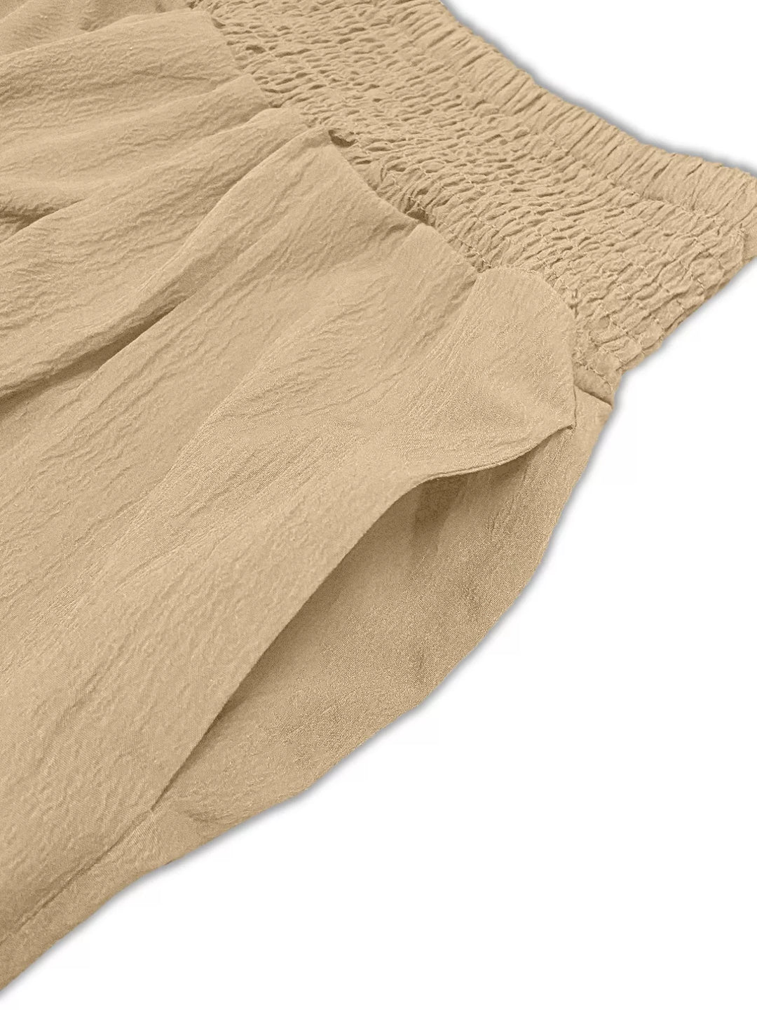 Plus size smocked-waist wide leg cropped pants