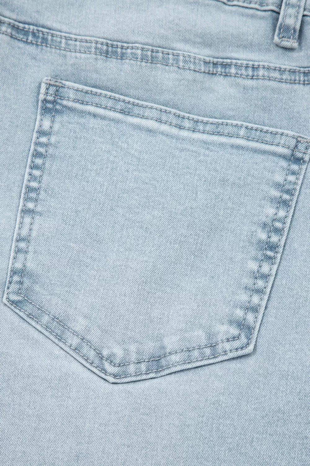 Utility pocket straight leg jeans with raw hem