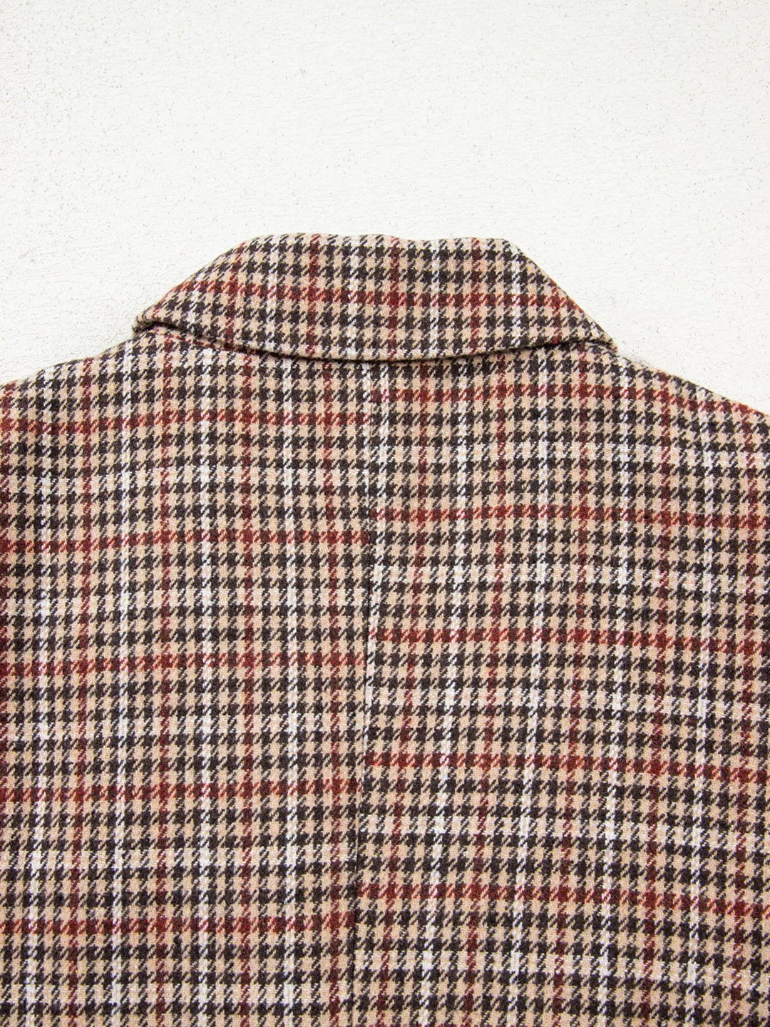 Houndstooth notched lapel longline blazer with buttons