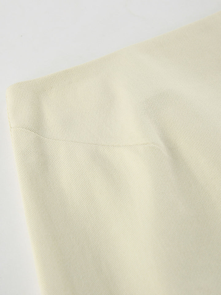 Straight-cut cotton midi skirt with back slit
