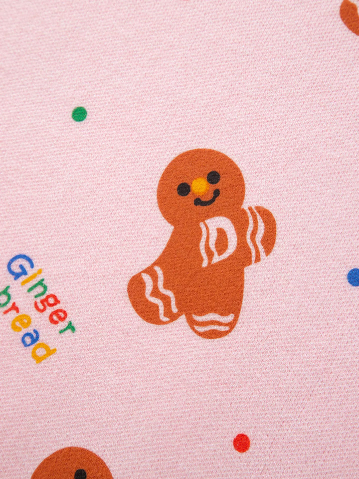 Gingerbread print crew neck knit sweater