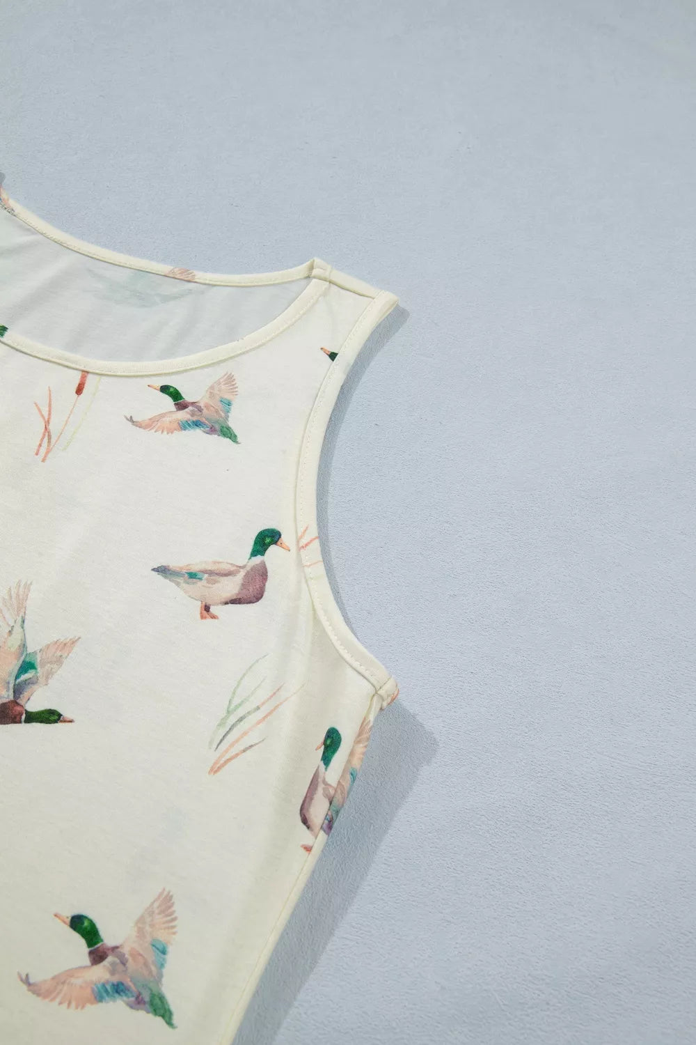 Mallard duck print fitted crew neck tank top