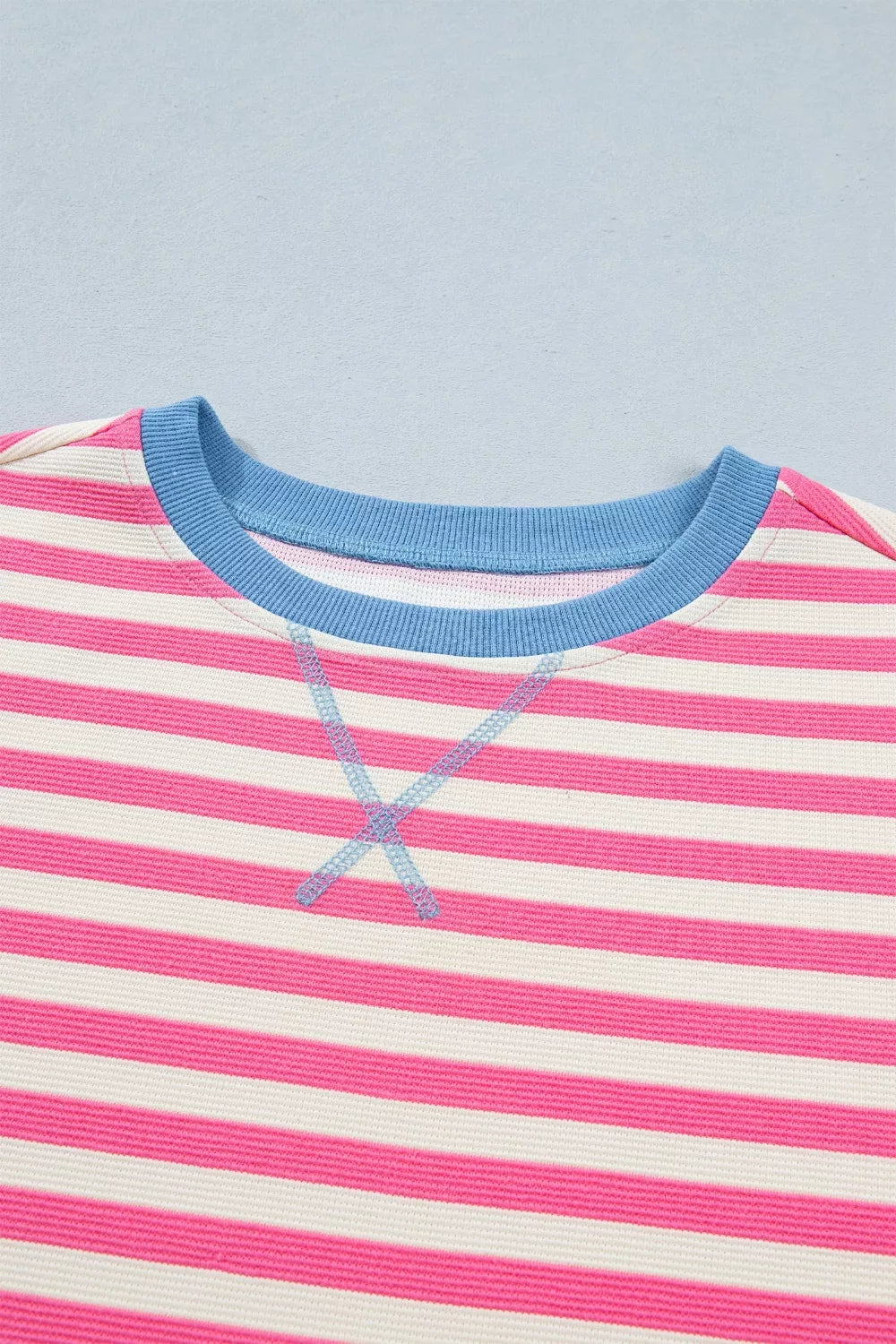 Striped colorblock short sleeve crew neck tee