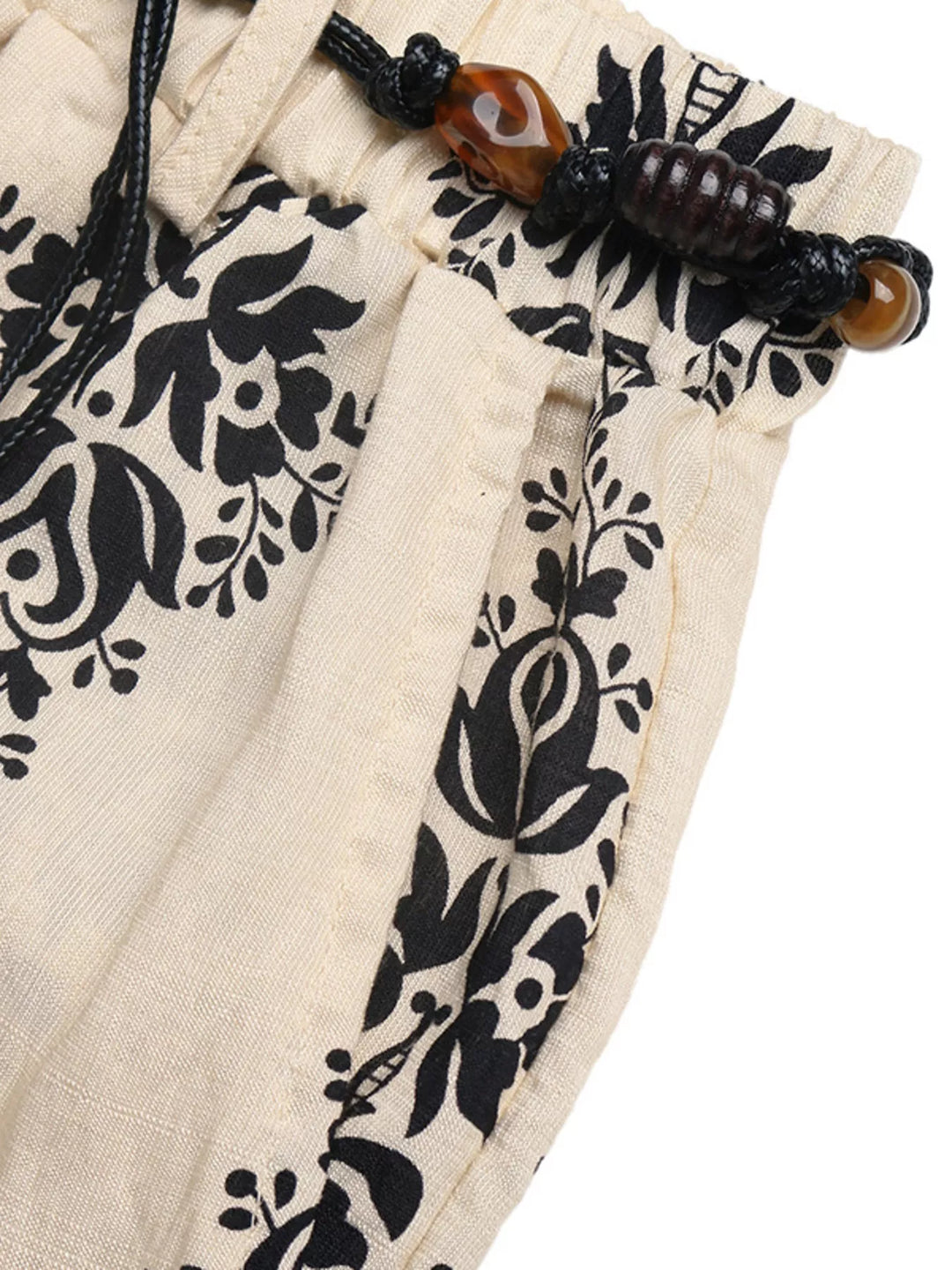 Boho medallion print wide-leg drawstring pants