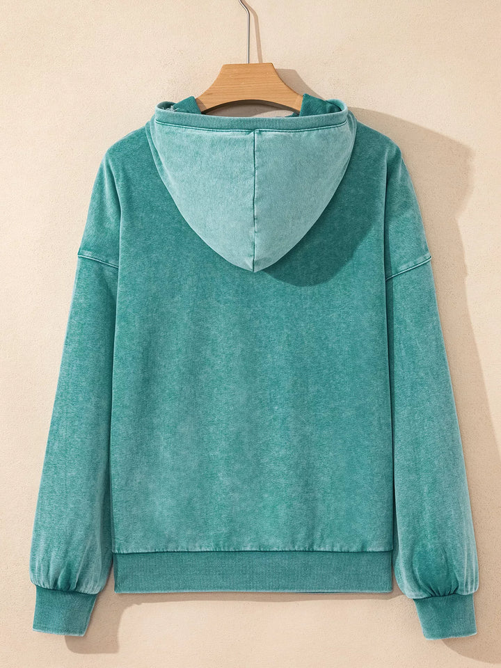 Mineral wash half-zip pullover with kangaroo pocket