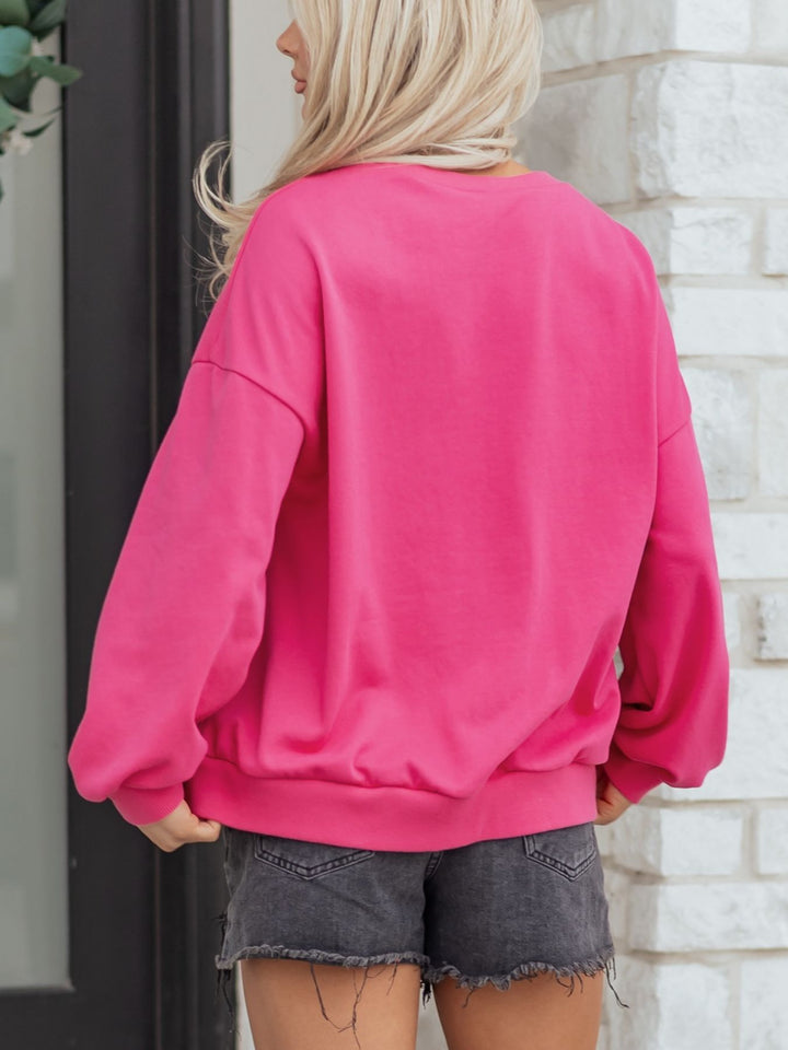 Embroidered lucky clover crewneck pullover sweatshirt