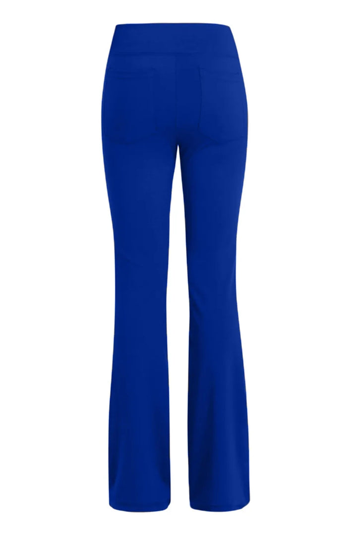High-waisted flare yoga pants with side phone pockets
