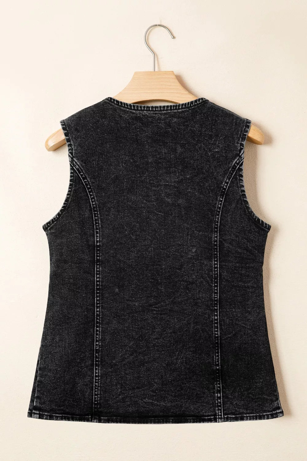 Vintage wash sleeveless button-down denim vest