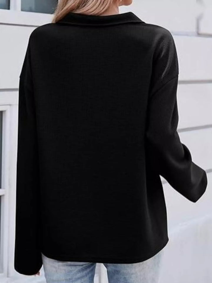 Half-zip dropped shoulder sweatshirt with contrast trim