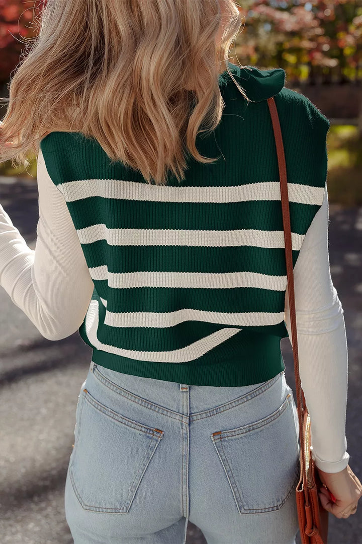 Ribbed knit half-zip collared sweater vest