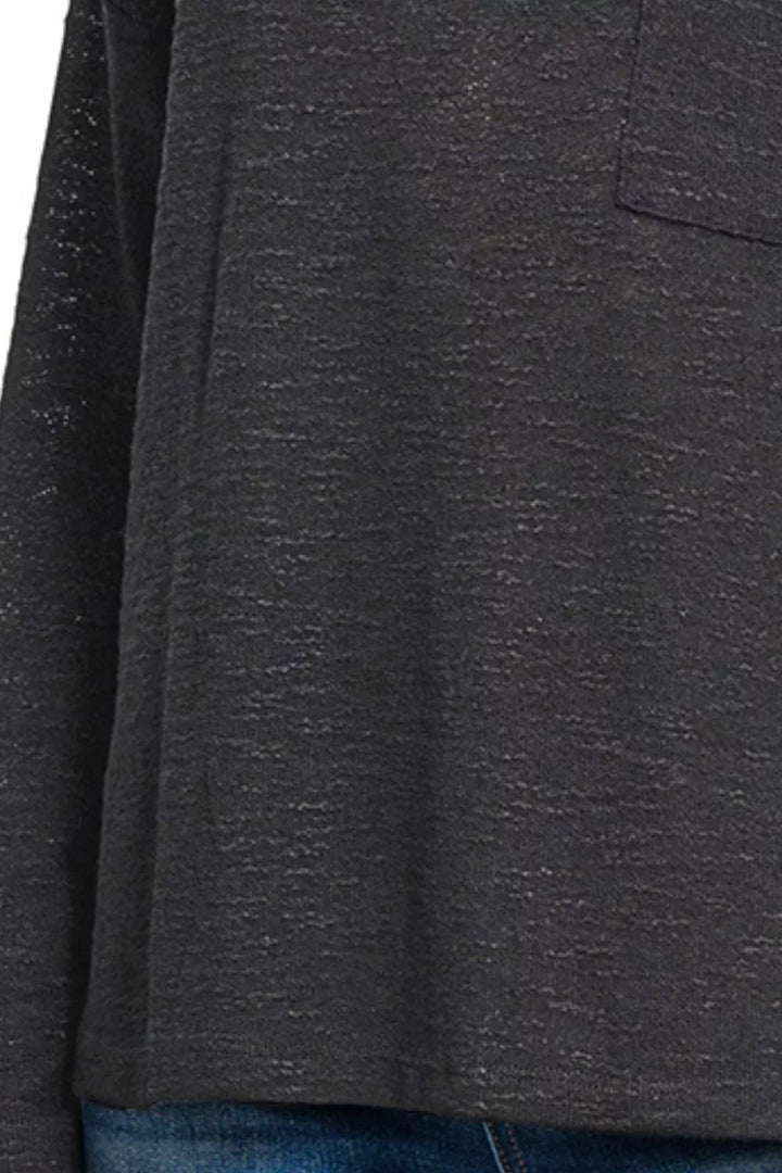 Relaxed slub knit long sleeve pocket tee