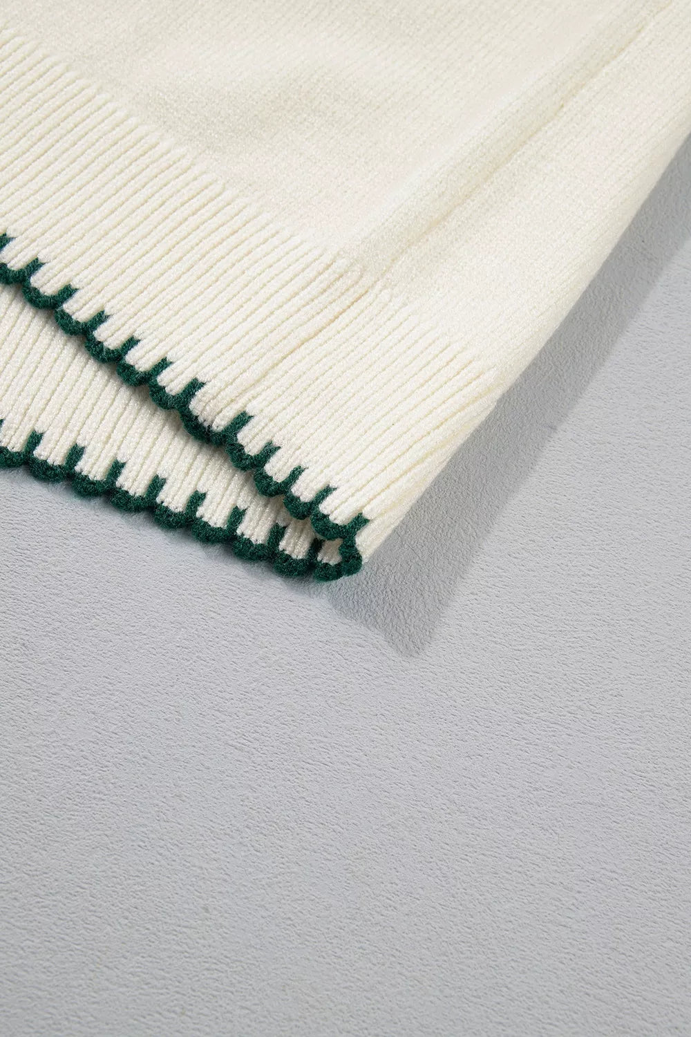 Gingham ribbon tree applique blanket stitch knit sweater