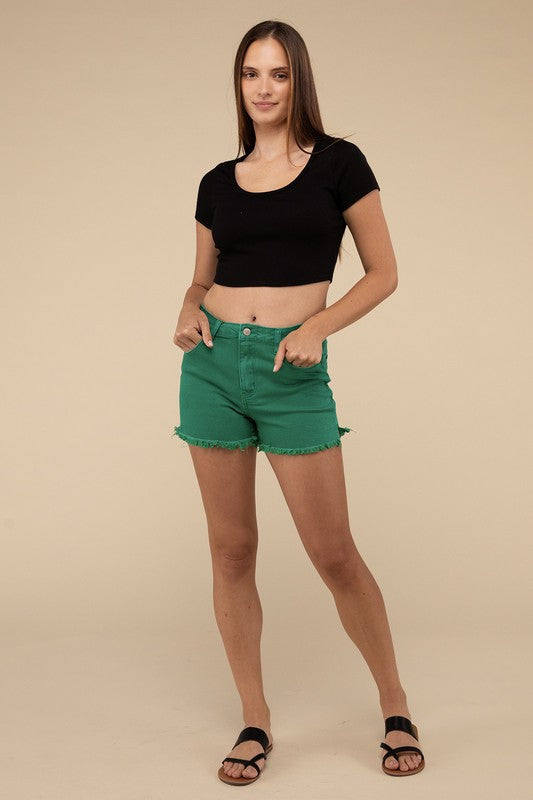 Riviera Acid Washed Frayed Cutoff Denim Shorts