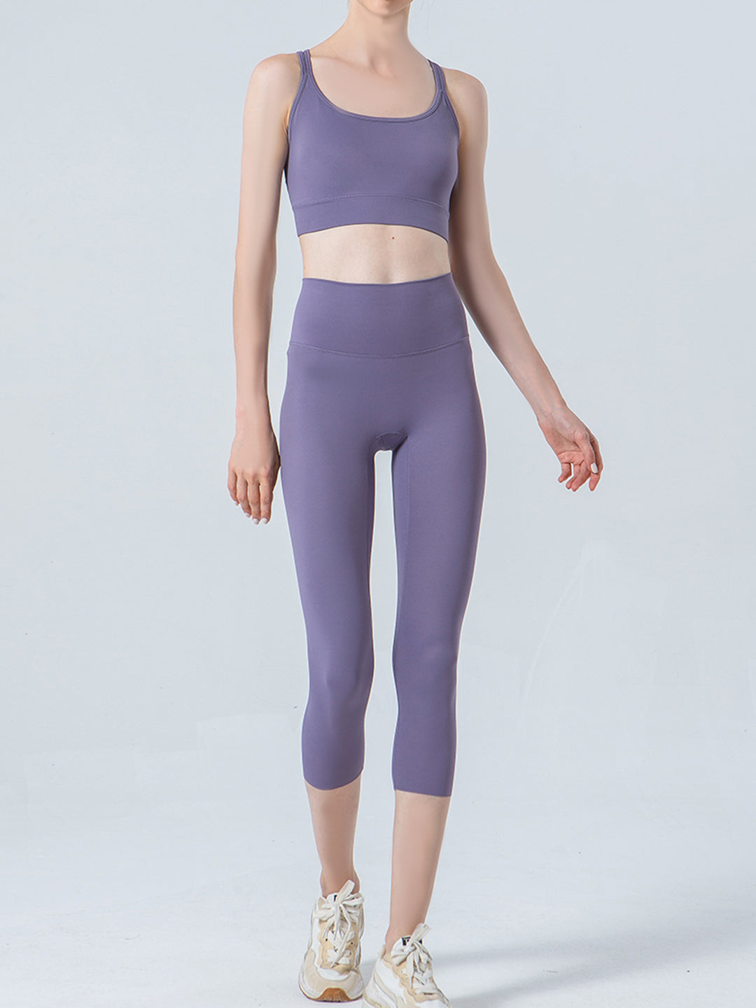 Wide waistband high-rise cropped workout leggings