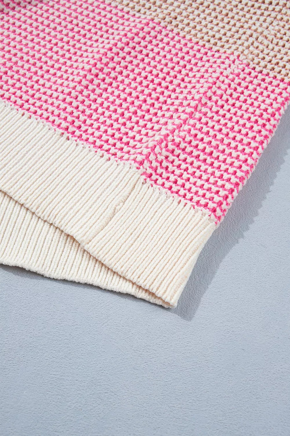 Color block waffle knit drop shoulder sweater