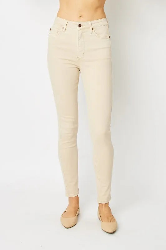 BONE Garment-dyed tummy control high-rise skinny jeans