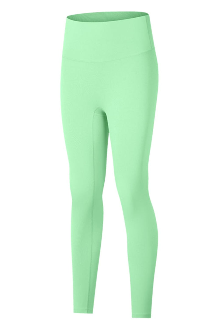 High-rise wide waistband ankle-length yoga leggings