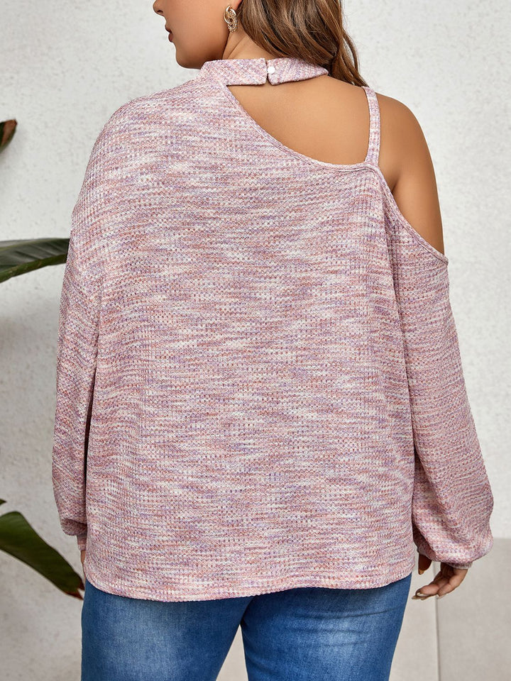 Plus size mock neck cold-shoulder top with gold hardware
