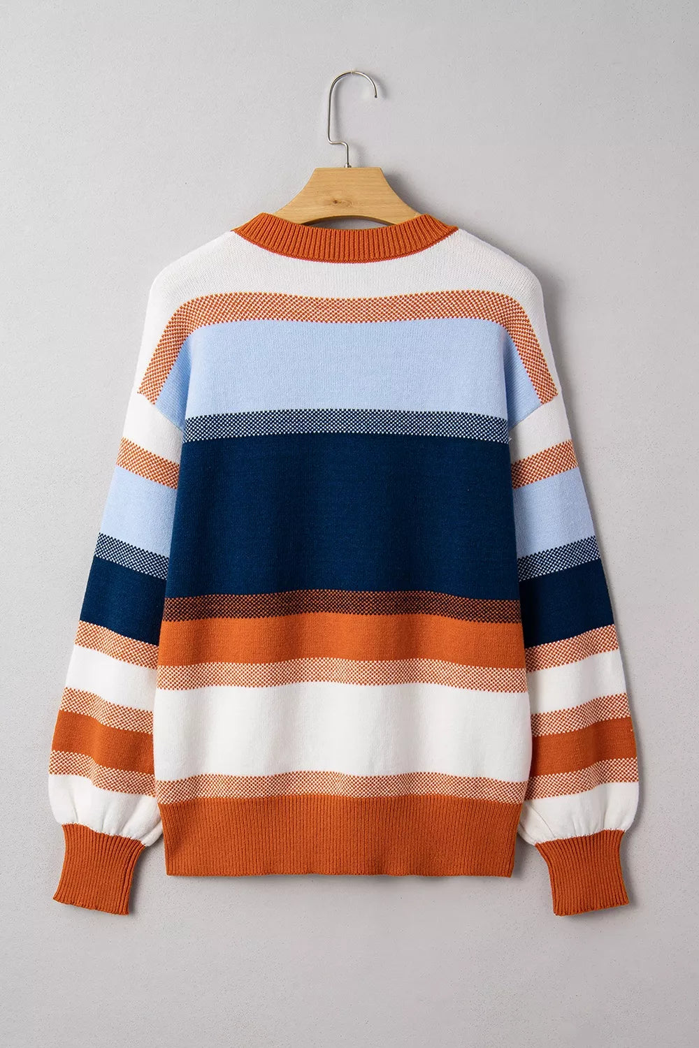 Color block stripe drop shoulder tunic sweater