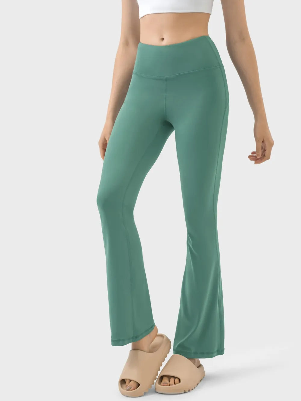 High-waist flare yoga leggings with wide waistband