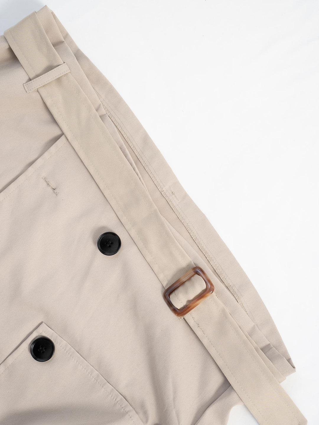 Cropped double-breasted trench jacket with belted cuffs