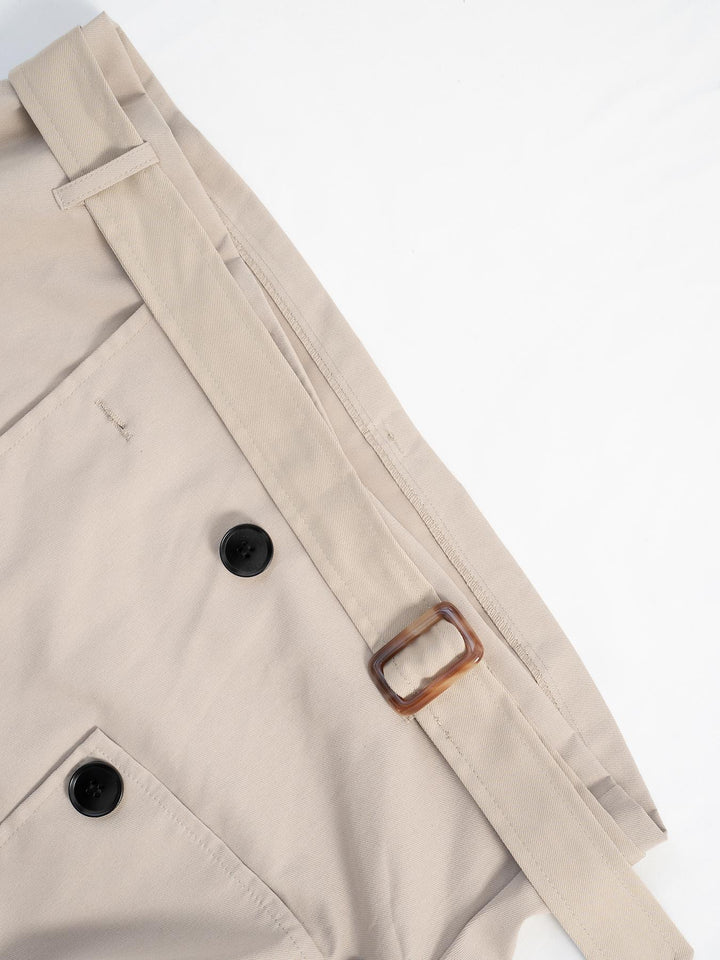 Cropped double-breasted trench jacket with belted cuffs