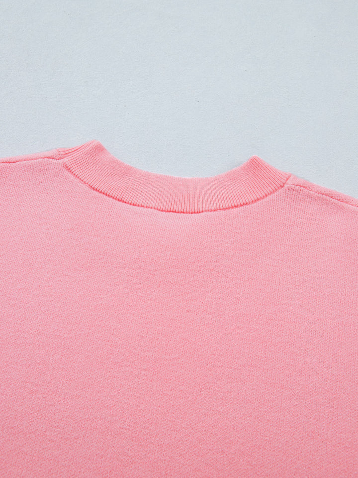 Scalloped wave hem 3/4 sleeve knit sweater top
