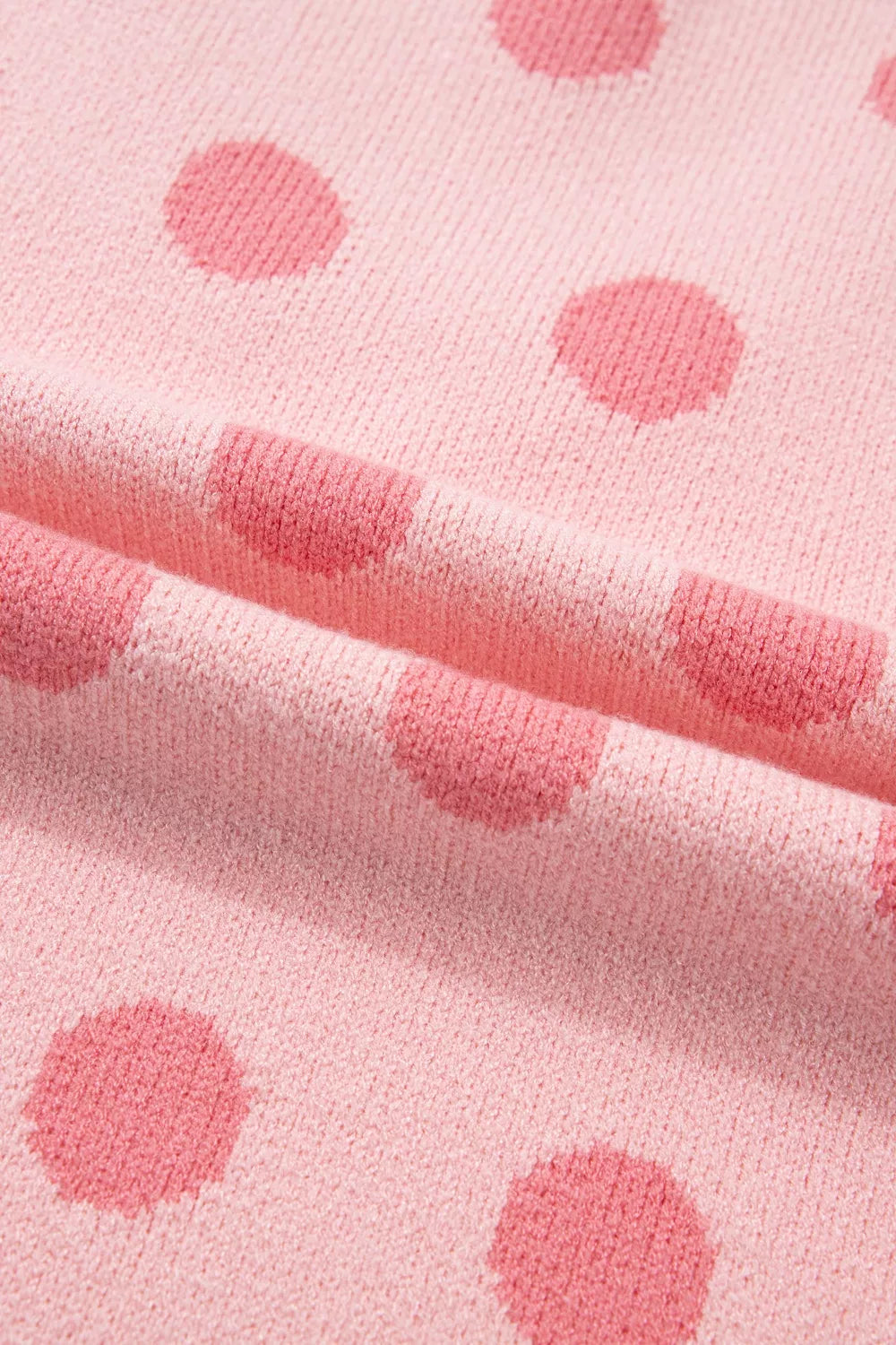 Polka dot puff sleeve v-neck knit sweater top