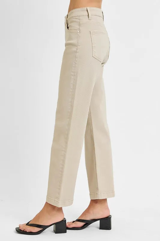 Tummy control mid-rise straight-leg ankle jeans