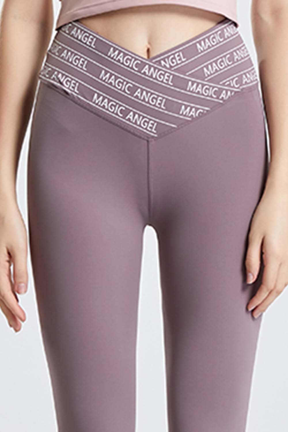 Slogan tape crossover waist cropped workout leggings