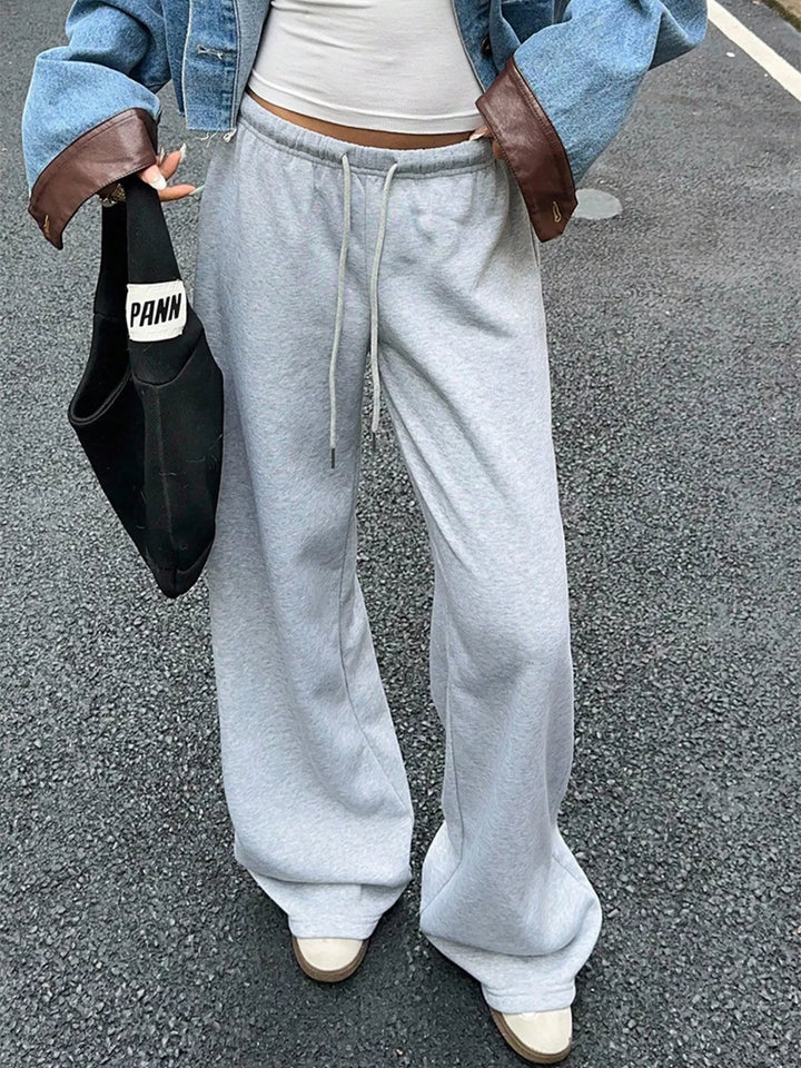 Light Gray Wide-leg drawstring sweatpants with side pockets