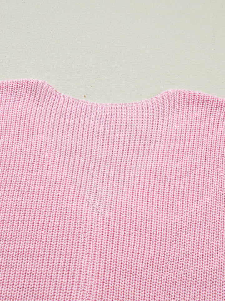 V-neck button-front knit sweater vest with patch pockets