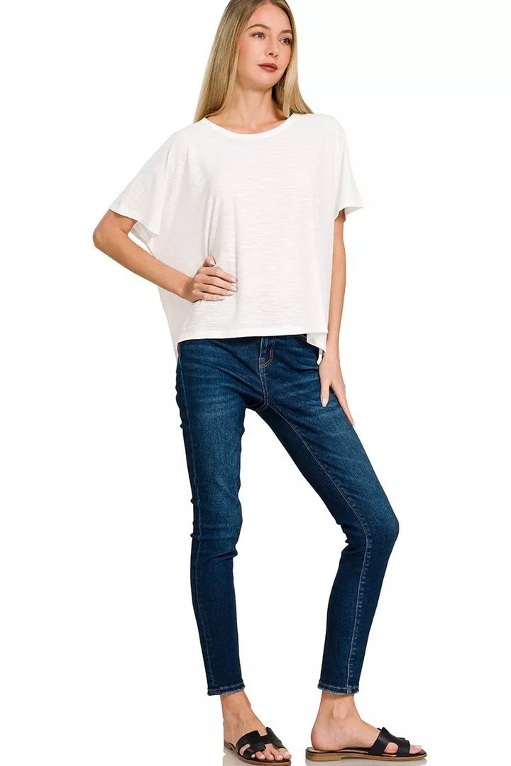 Relaxed drop-shoulder crew neck short sleeve tee
