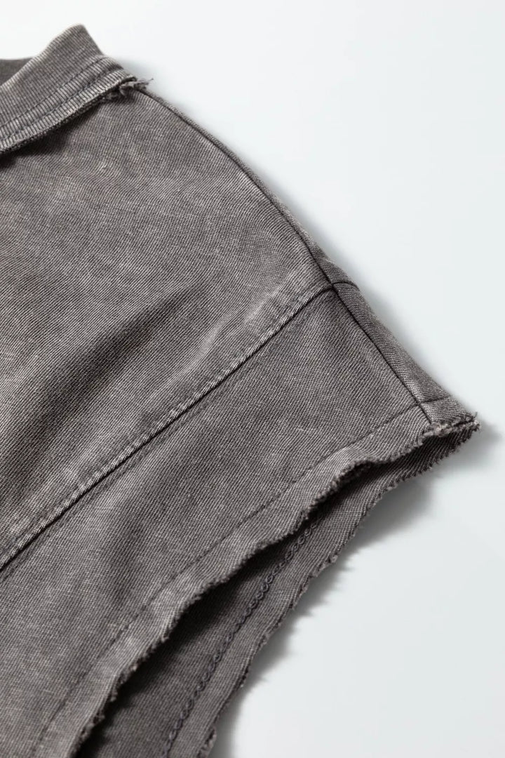 Mineral wash boxy cap sleeve cotton top