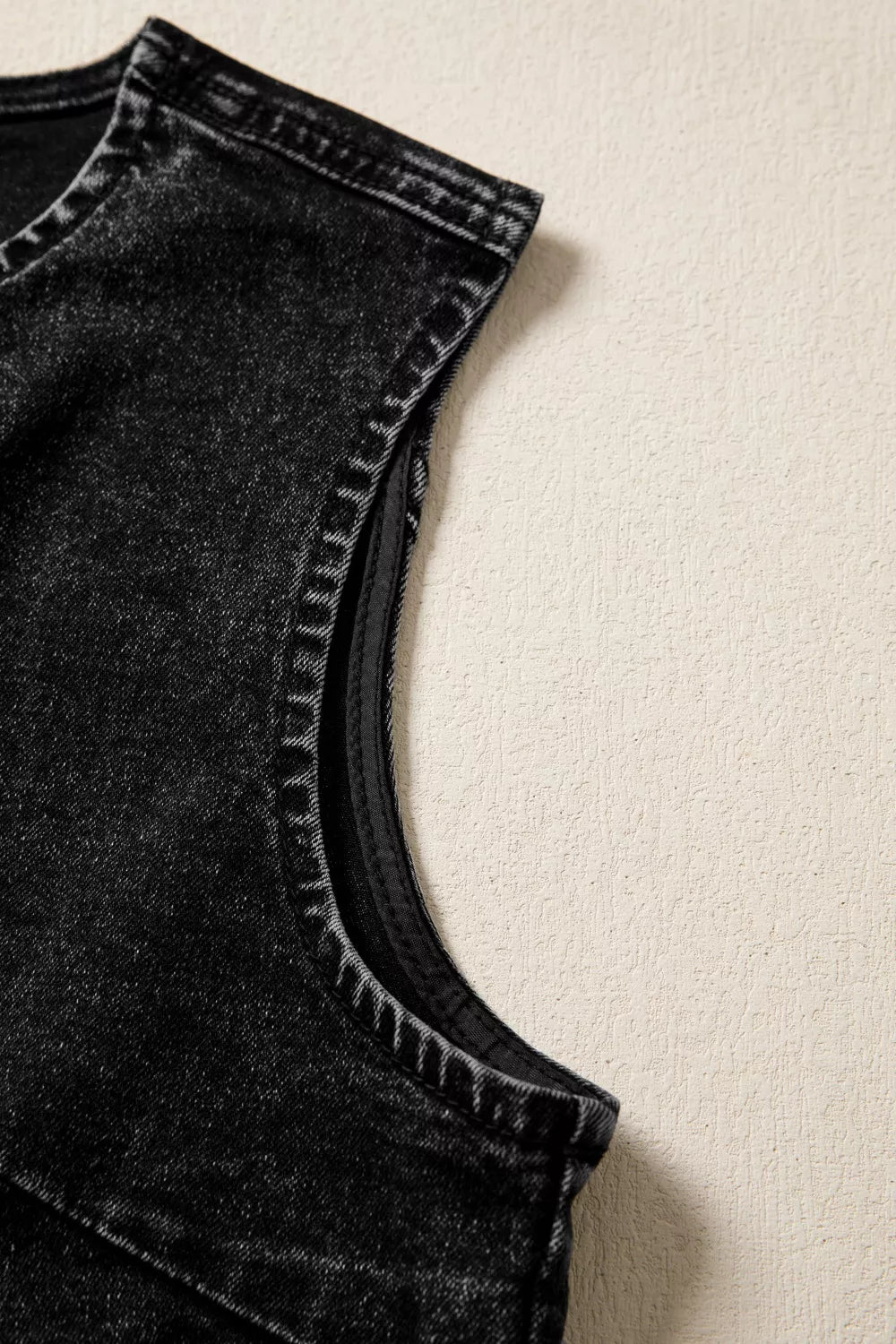 Vintage wash sleeveless button-down denim vest
