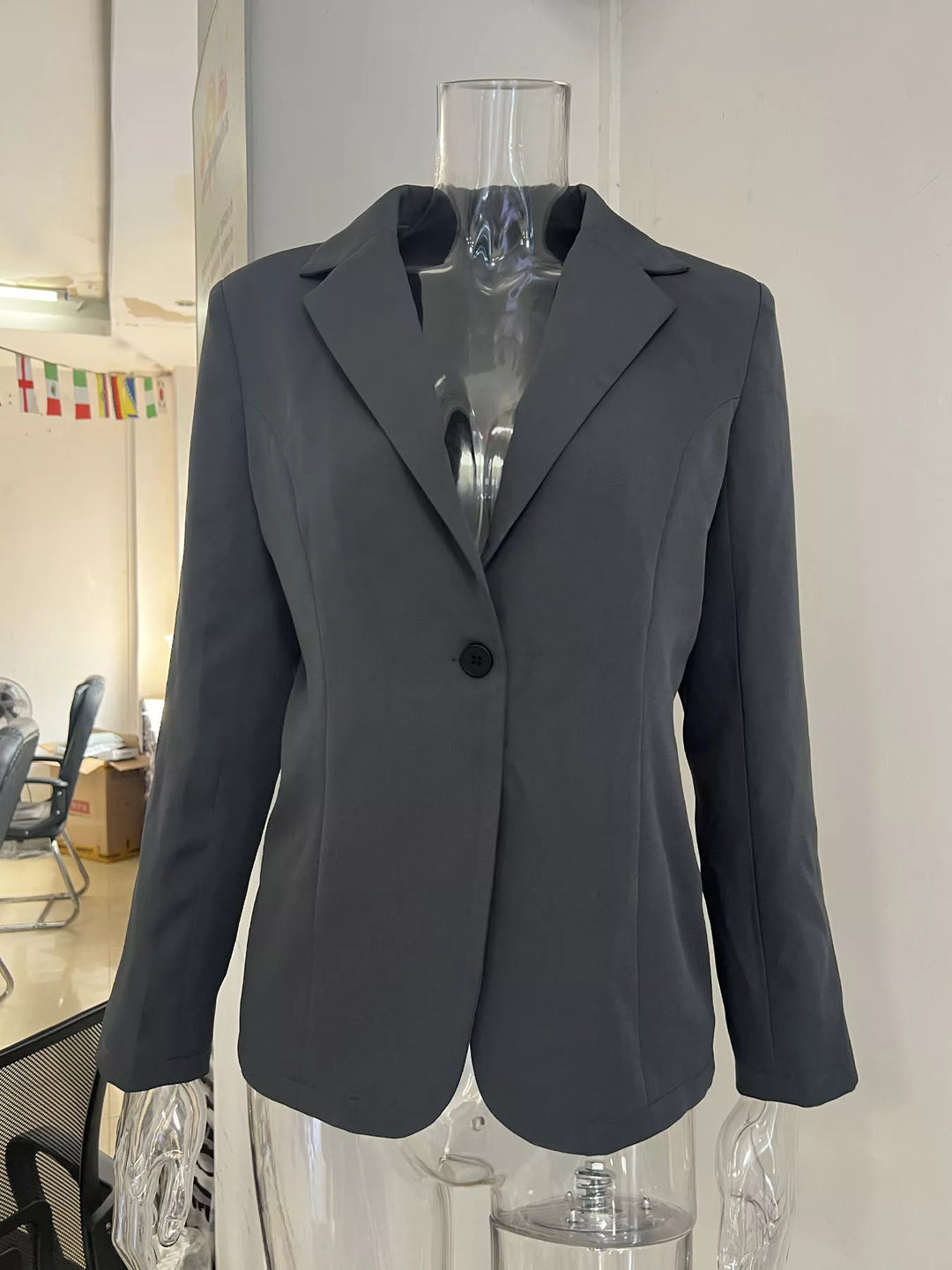 Slim-fit single-button blazer with notched lapels