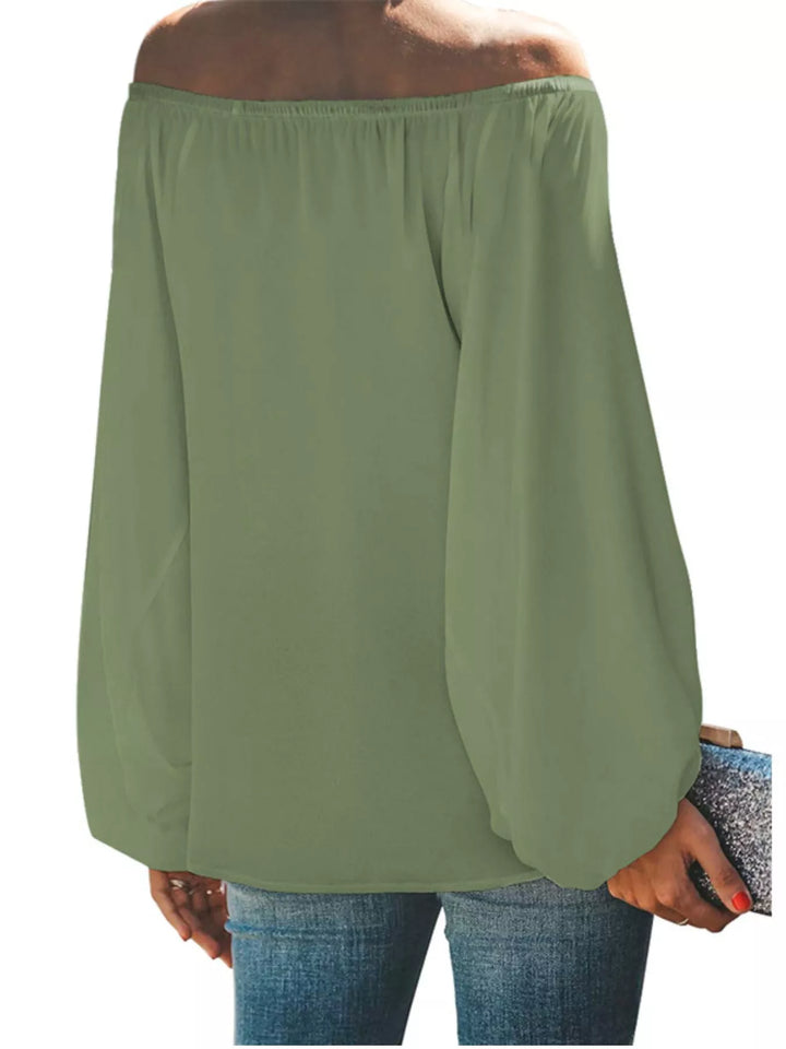 Off-shoulder balloon sleeve blouse