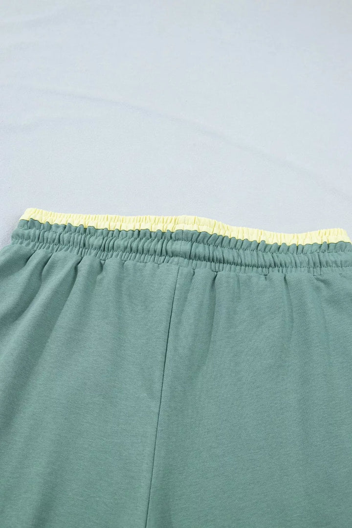 Floral appliqué wide-leg drawstring pants