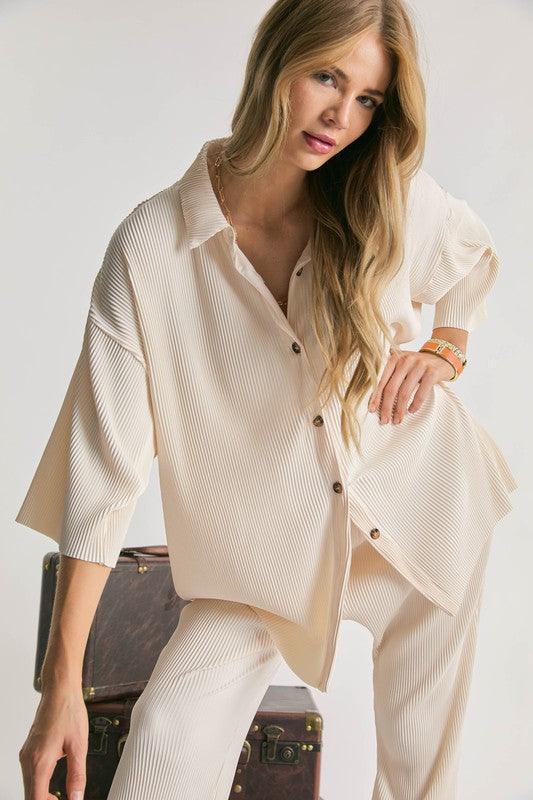 SOLID BUTTON DOWN TOP - Azoroh