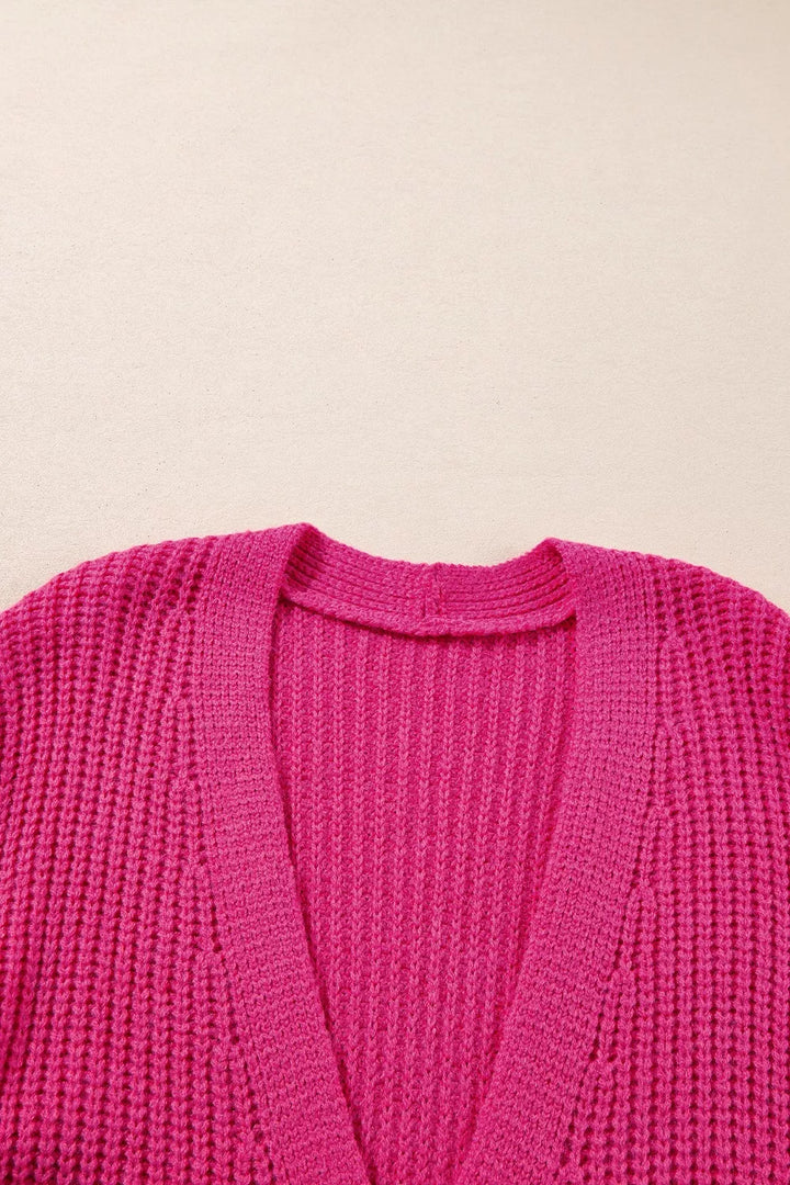 Chunky ribbed knit button-down cardigan