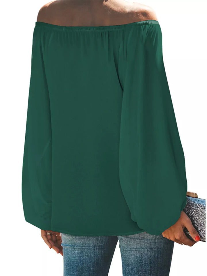 Off-shoulder balloon sleeve blouse