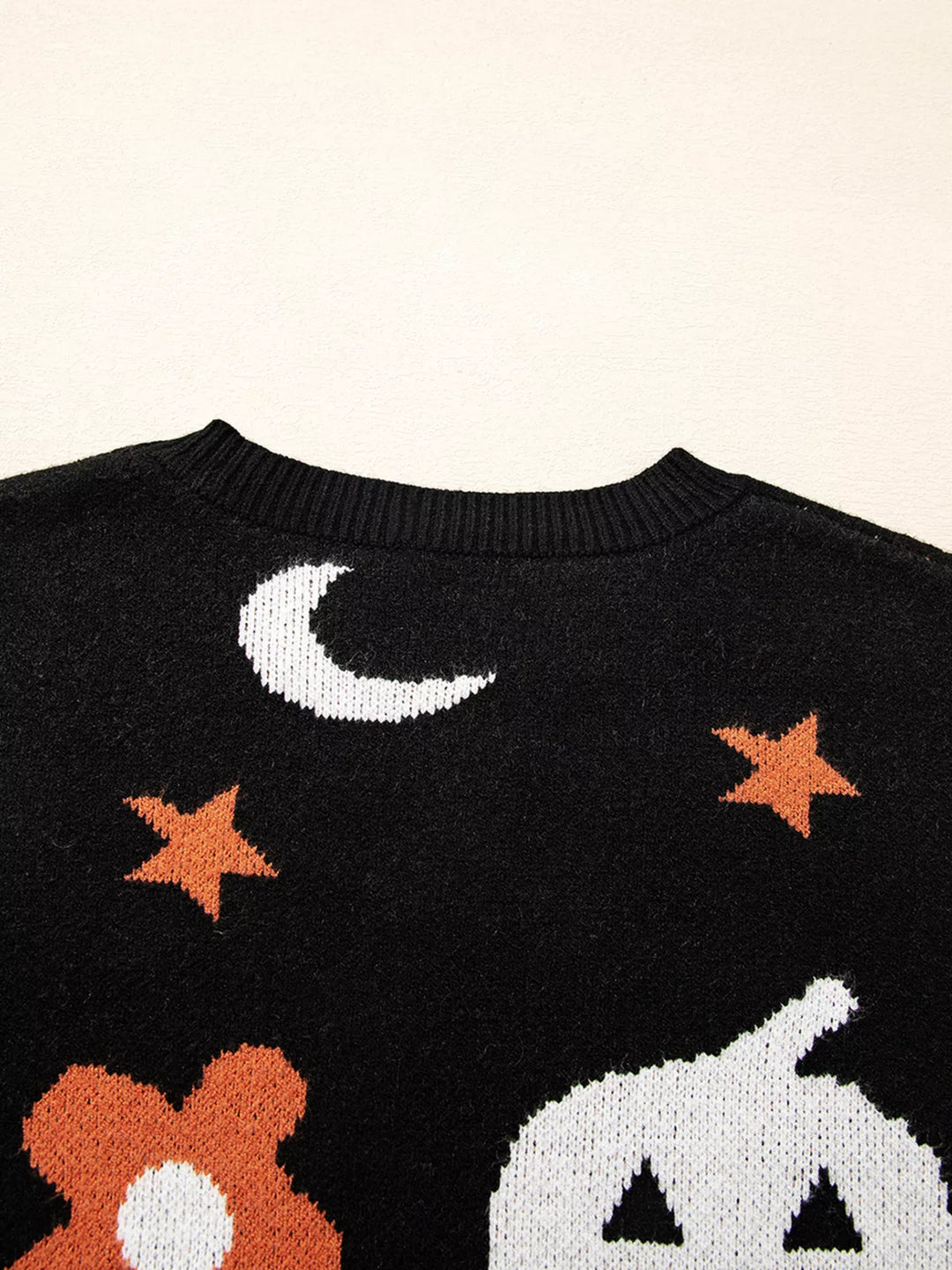 Halloween pumpkin print crew neck pullover sweater