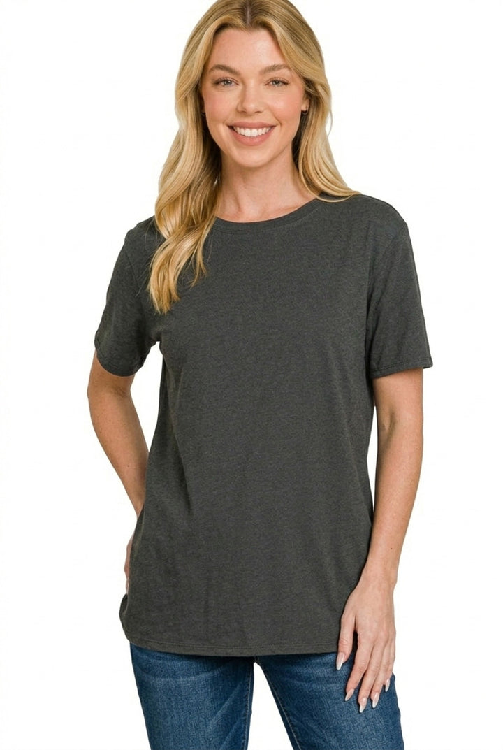 Cotton boyfriend crew neck tee with relaxed fit