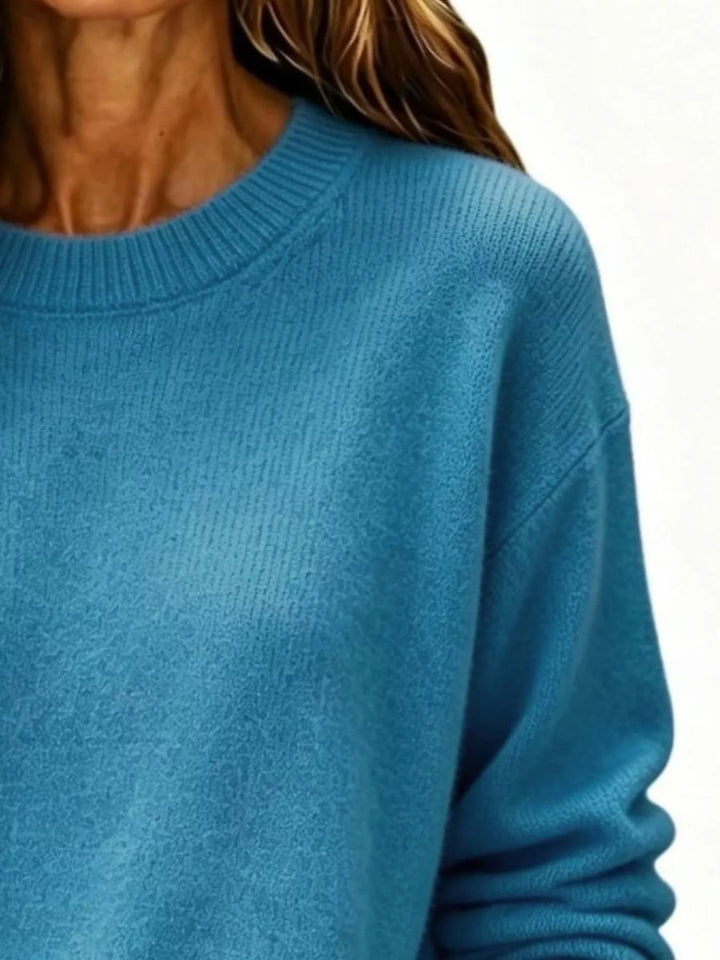Soft brushed knit sweater with ribbed cuffs and drop shoulders