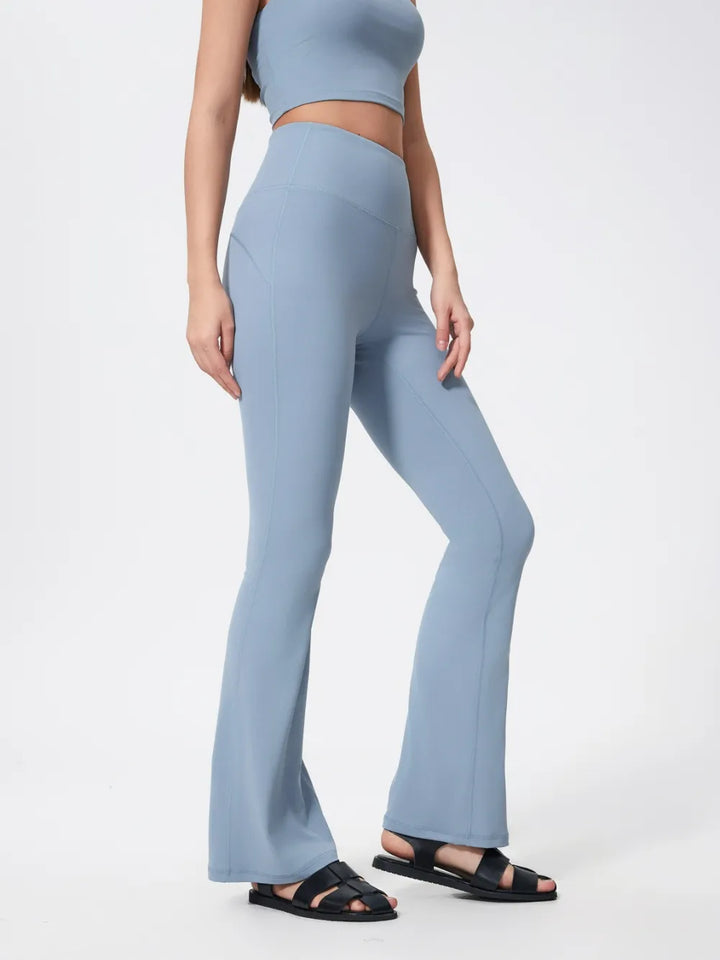 High-waist flare yoga leggings with wide waistband