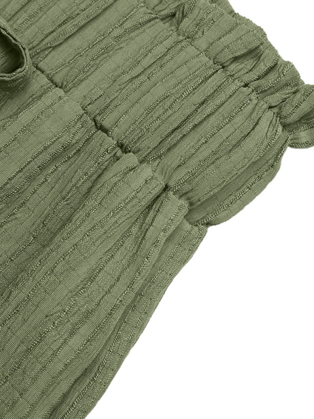 Wide leg paperbag waist pants with picot trim hem